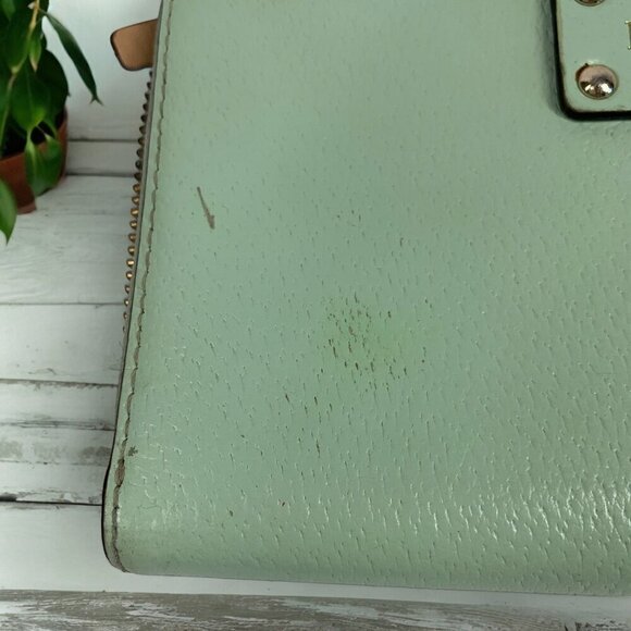 Kate Spade Wellesley Neda Wallet Large Zip Mint Mojito Green Leather WLRU-1153 - Picture 8 of 15
